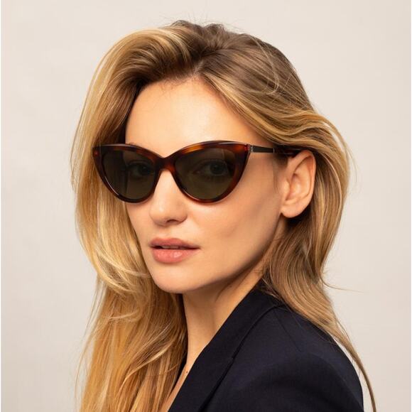 YSL Saint Laurent Eyewear Sunglasses Cat Eye SL M81 Dark Tortoise Grey NEW - Picture 1 of 9